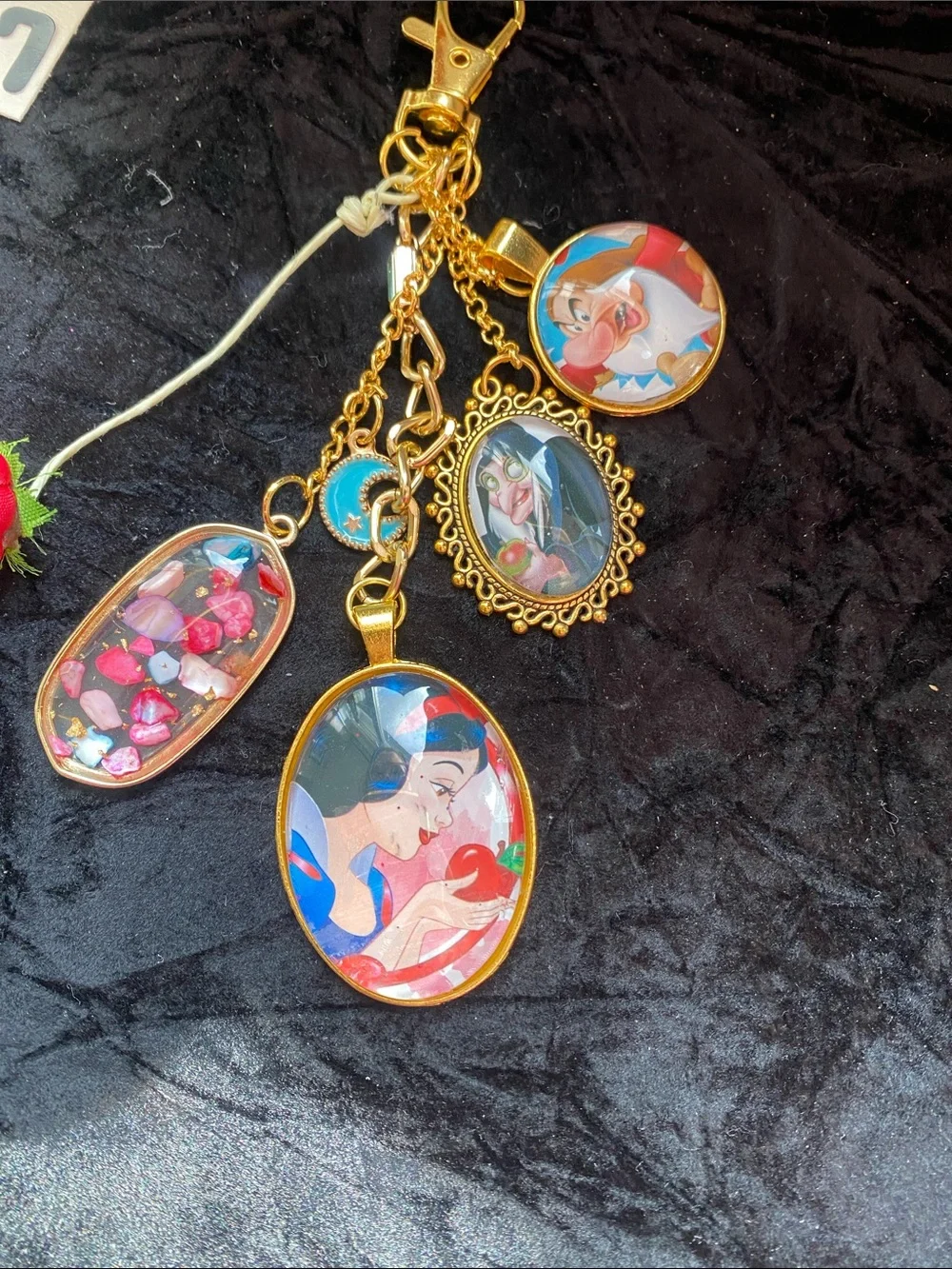 Disney Snow White Bag Charm Key Ring Princess Apple Purse Charm Keychain Rare
